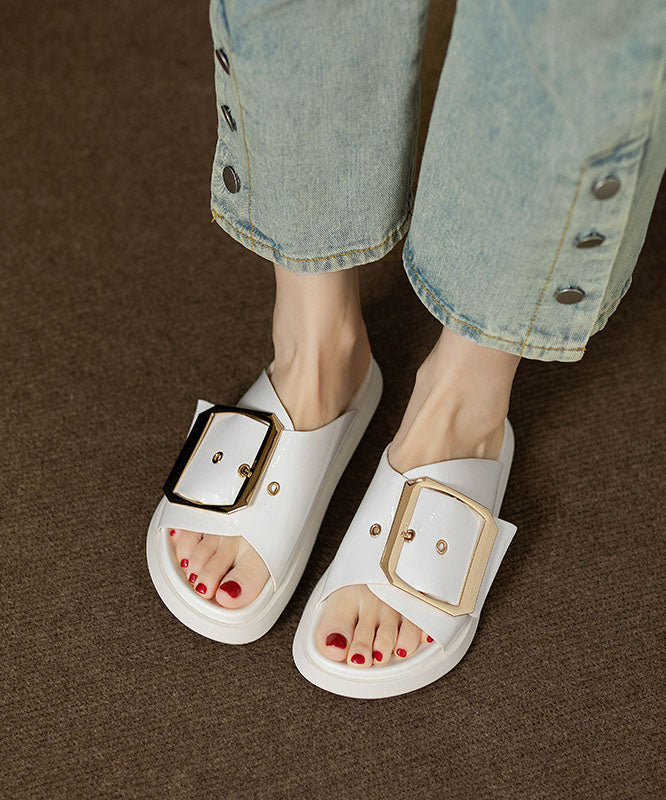 Casual Comfy Black Splicing Platform Slide Sandals - Image 4