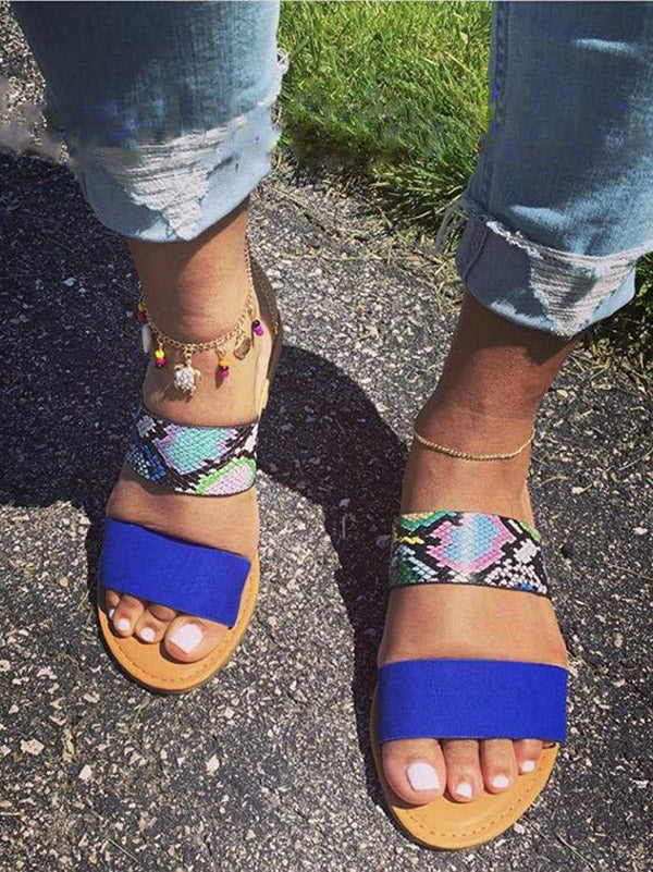 Casual Print Flat Slide Sandals - Image 2