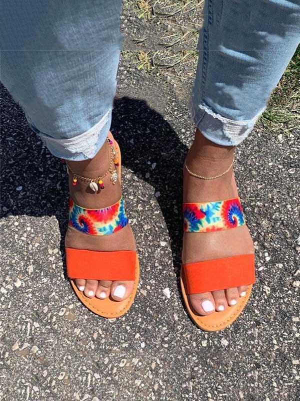Casual Print Flat Slide Sandals - Image 5