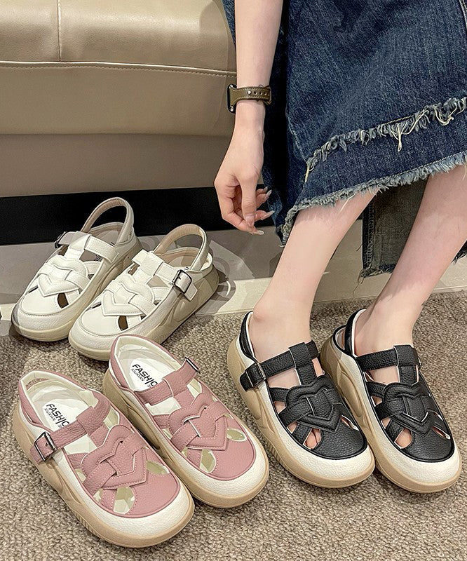 Casual Red Hollow Out Platform Flat Sandals Splicing - Image 5