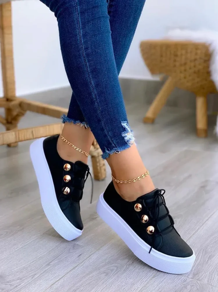 Casual Round Toe PU Loafers - Image 2