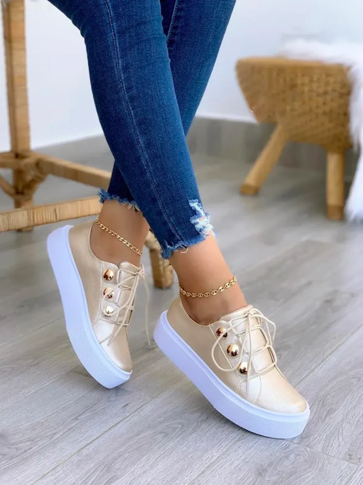 Casual Round Toe PU Loafers - Image 3