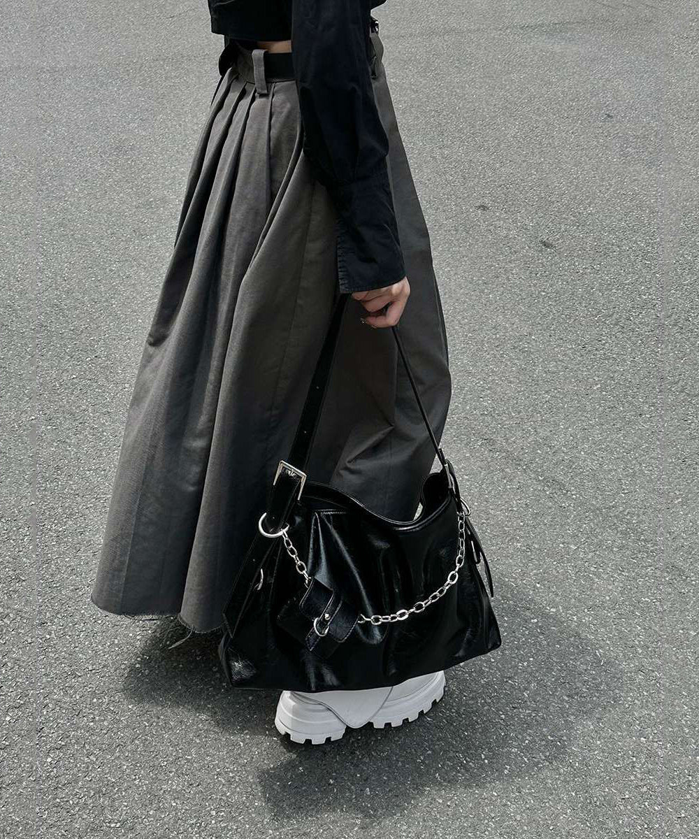 Casual Versatile Black Large Capacity Chain Crossbody Bag - Image 3