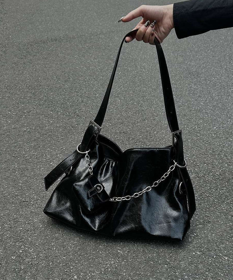 Casual Versatile Black Large Capacity Chain Crossbody Bag - Image 5