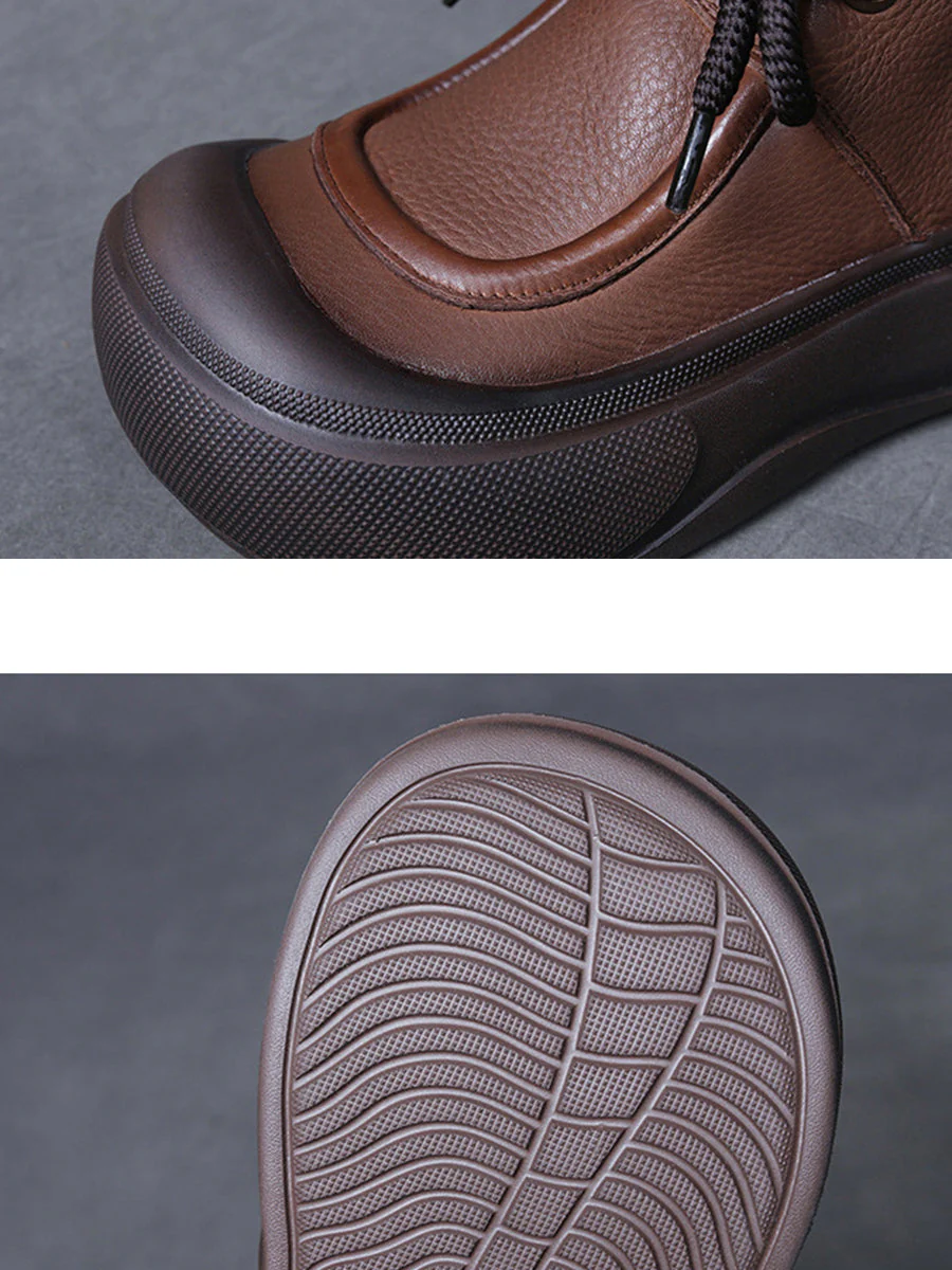 Casual Winter Solid Leather Strap Platform Boots - Image 8