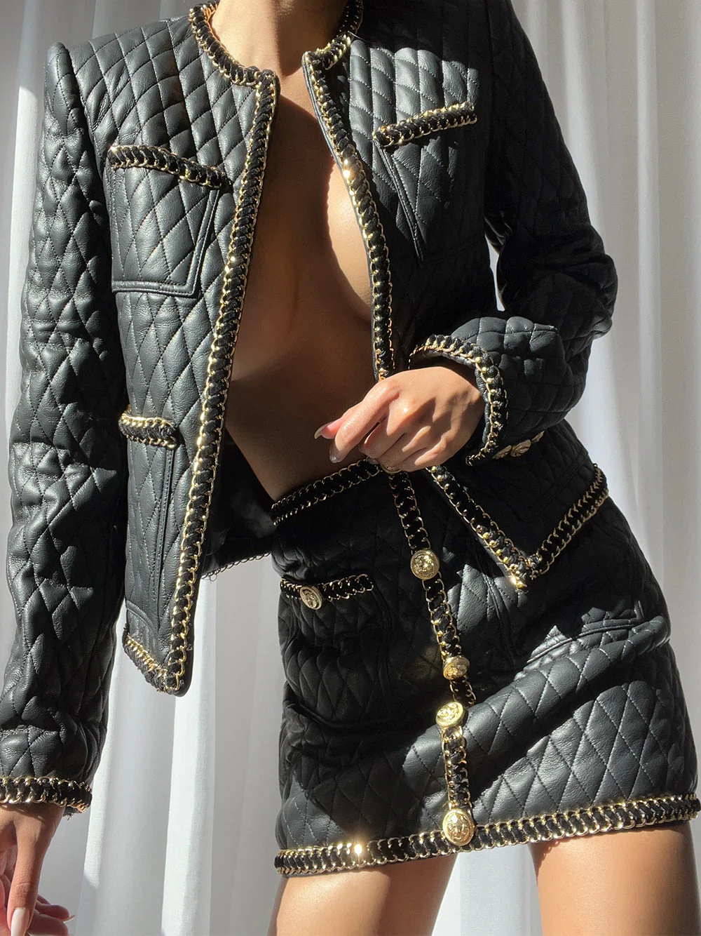 CATENA Leather Chain Mini Skirt - Image 5
