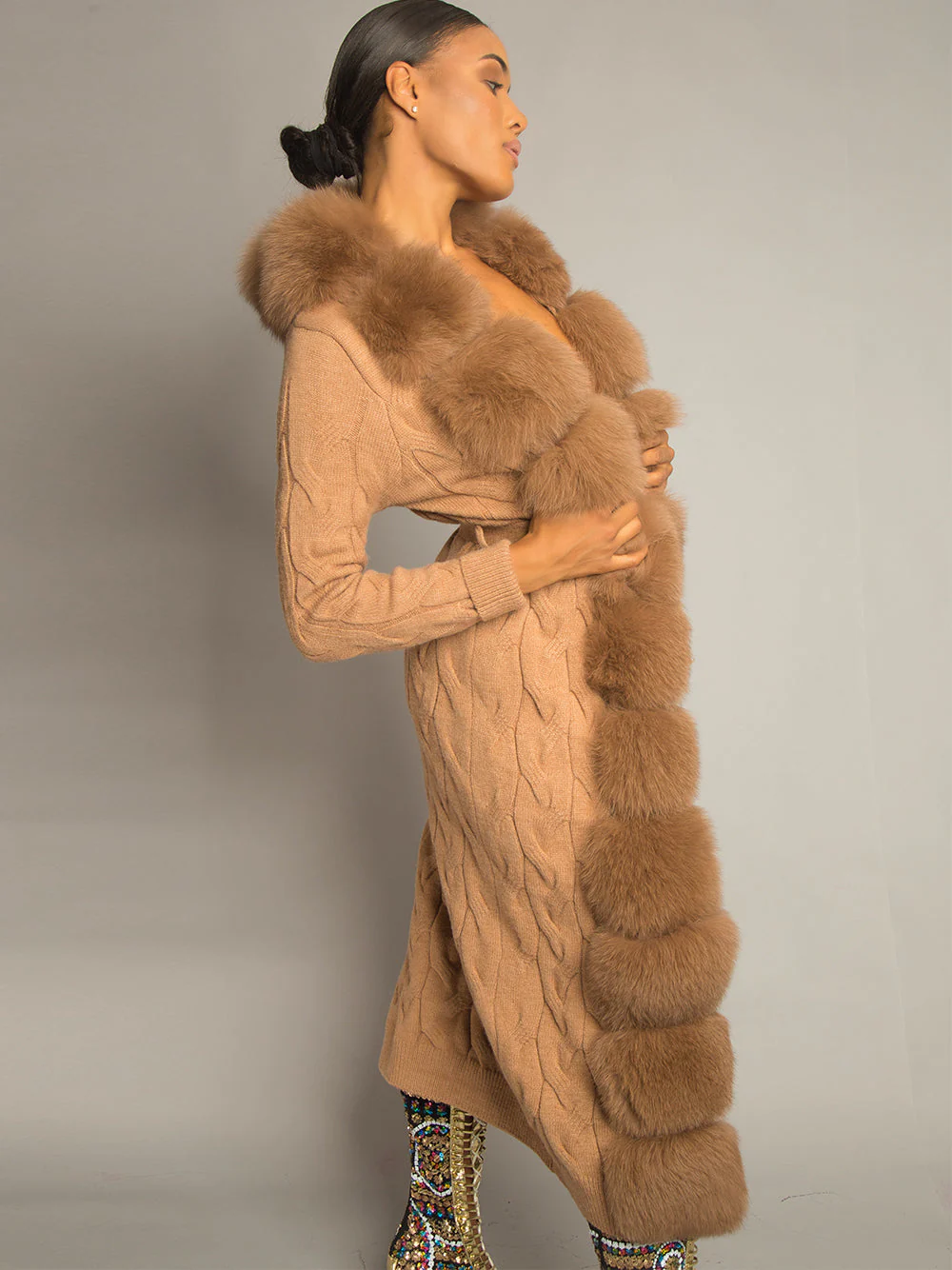CAVO Fur & Cashmere Cardigan - Image 4