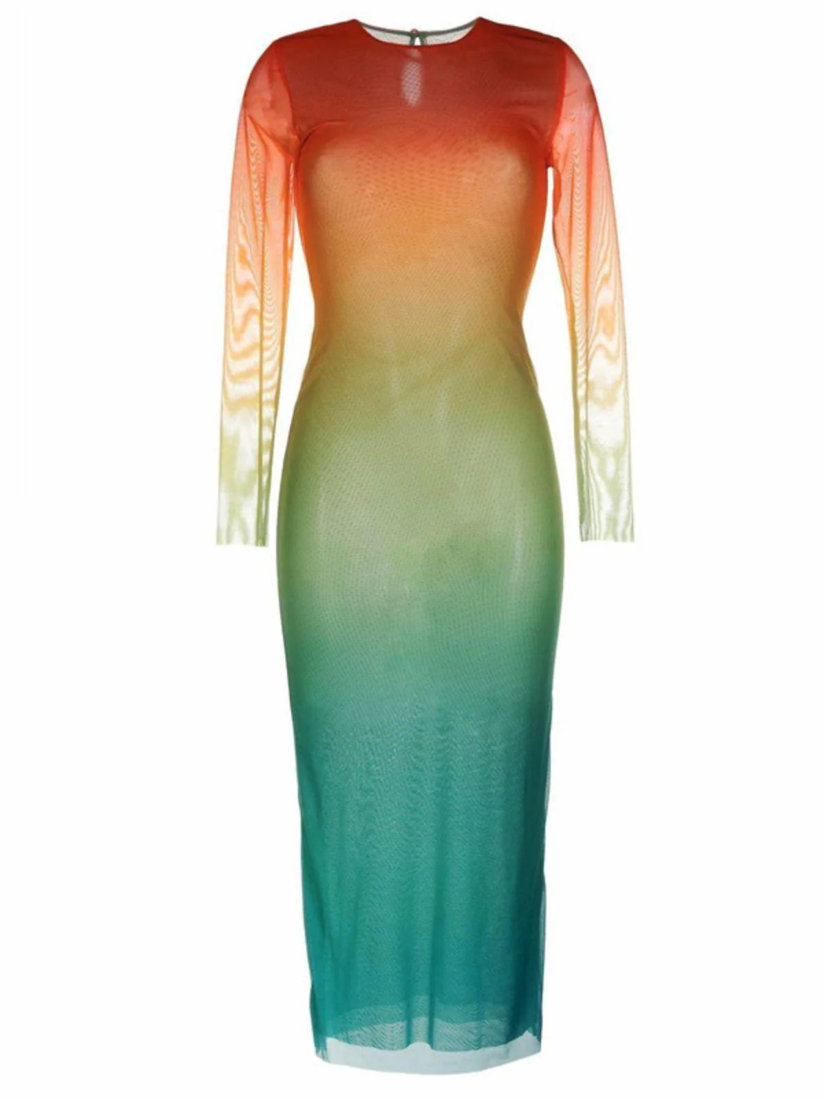 Celestial Ombre Long Sleeve Mesh Midi Dress - Image 6