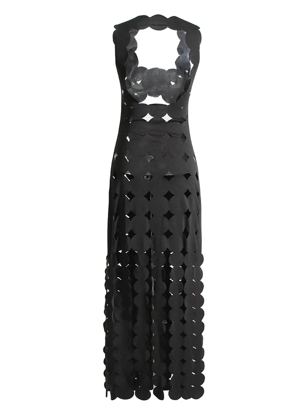 CERA Appliqué Fringe Maxi Dress in Black - Image 2