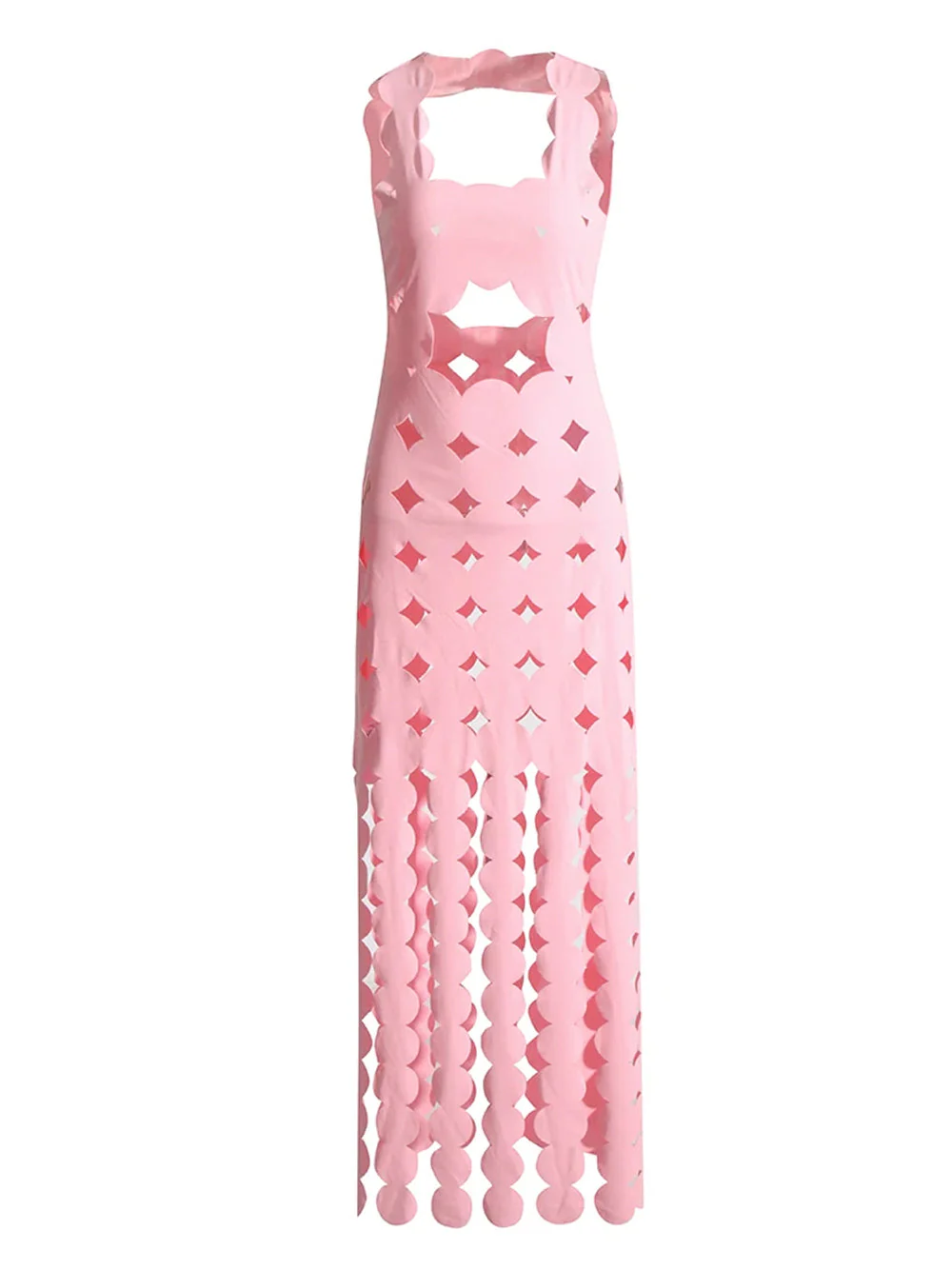 CERA Appliqué Fringe Maxi Dress in Pink - Image 4