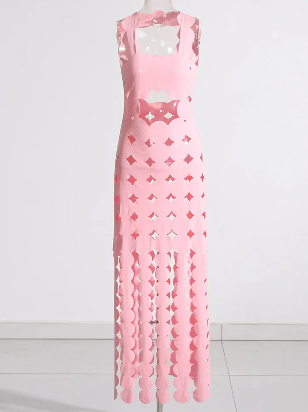 CERA Appliqué Fringe Maxi Dress in Pink - Image 6