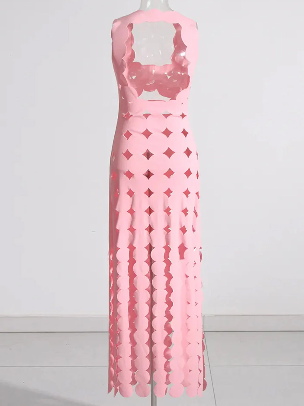 CERA Appliqué Fringe Maxi Dress in Pink - Image 7