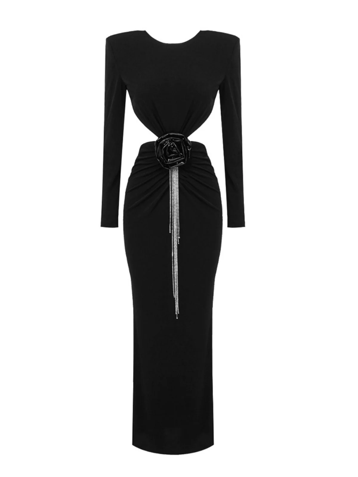 Chandani Long Sleeve Flower Fringe Midi Dress - Image 6