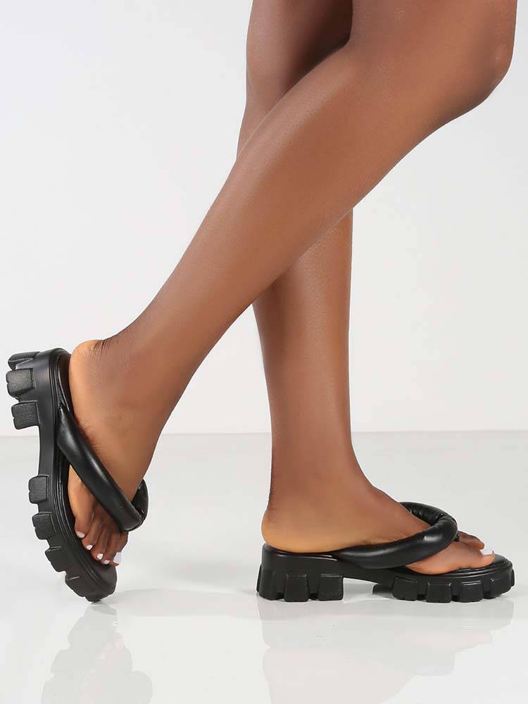 Chunky Sole Thong Strap Sandals - Image 12