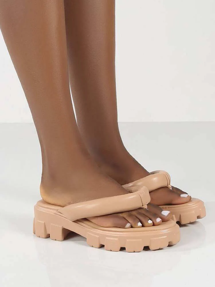 Chunky Sole Thong Strap Sandals - Image 15