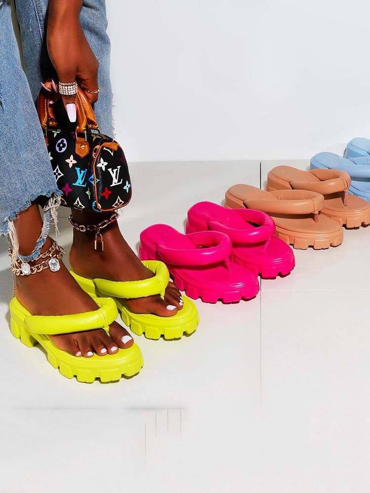 Chunky Sole Thong Strap Sandals - Image 6