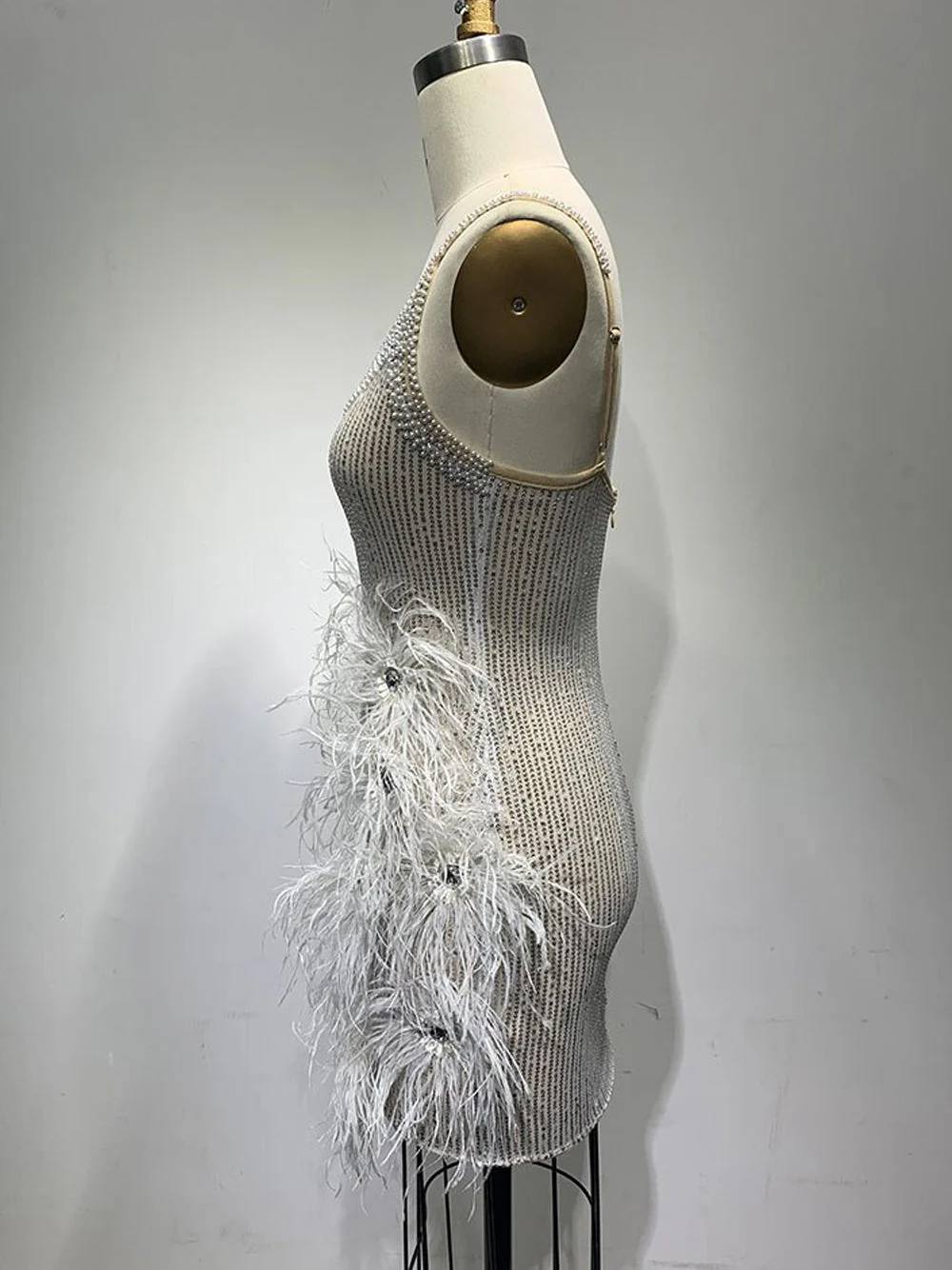 CIGNA Pearls & Feathers Mini Dress - Image 11