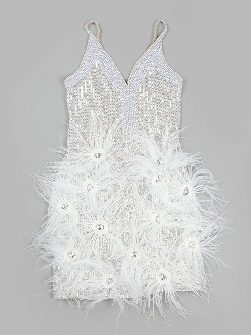 CIGNA Pearls & Feathers Mini Dress - Image 5