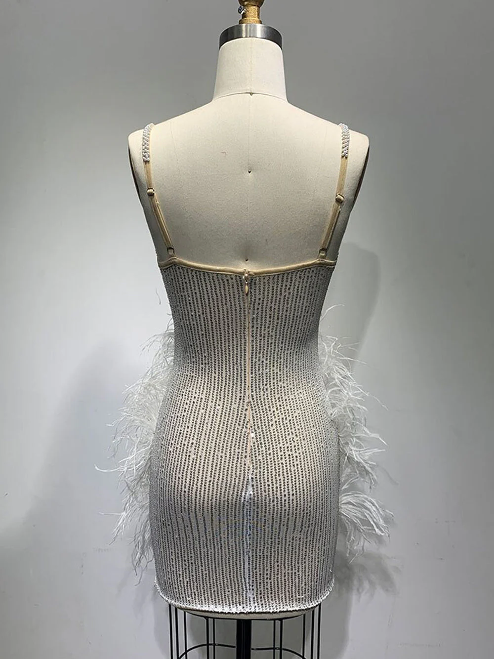 CIGNA Pearls & Feathers Mini Dress - Image 9