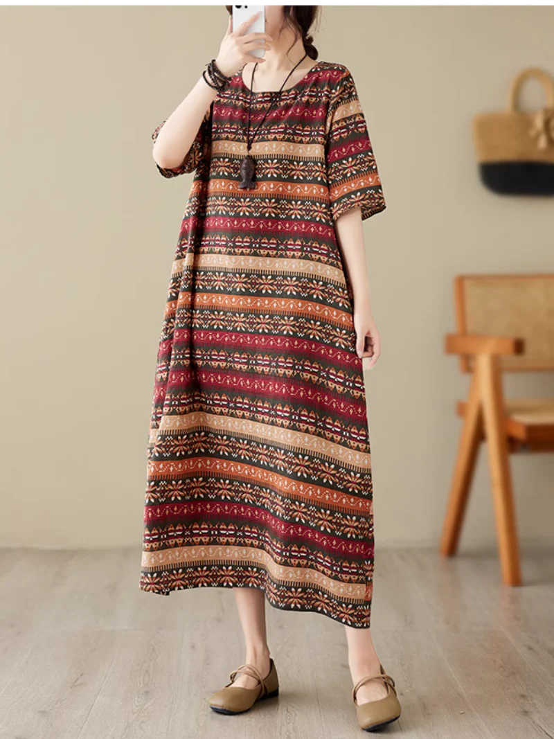 Classic Charmer Color Striped Printed Midi Dress - Image 7