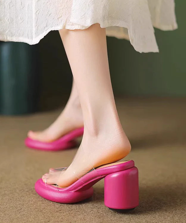 Classy Rose Chunky Heel Stylish Clear Slide Sandals - Image 5
