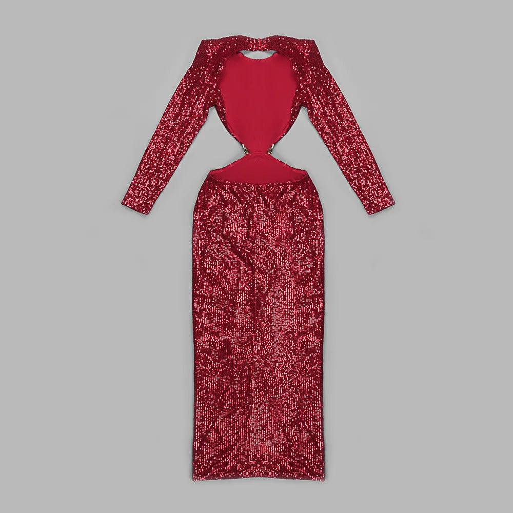 Climb To New Heights Long Sleeve Cutout Sequin Maxi Dress - Image 22