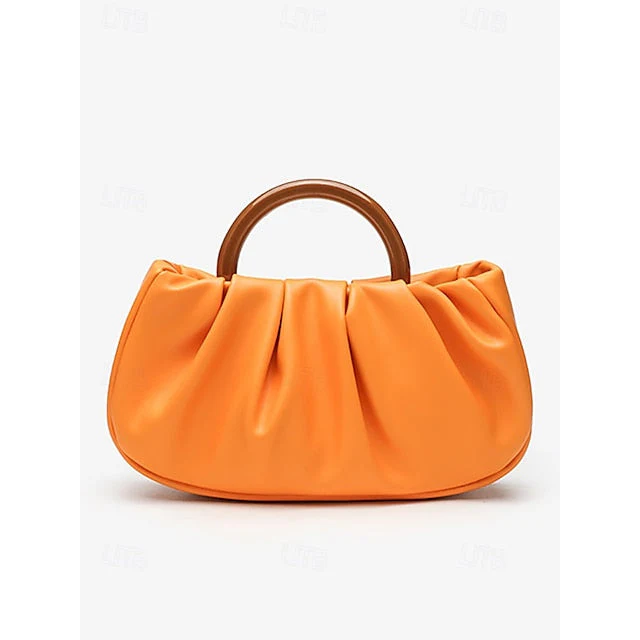 Clutch Faux with Bag Leather Acrylic Tote Pleated - Image 10