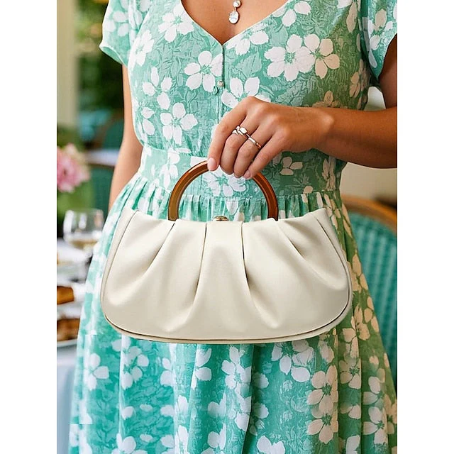 Clutch Faux with Bag Leather Acrylic Tote Pleated - Image 3