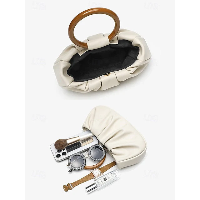 Clutch Faux with Bag Leather Acrylic Tote Pleated - Image 6