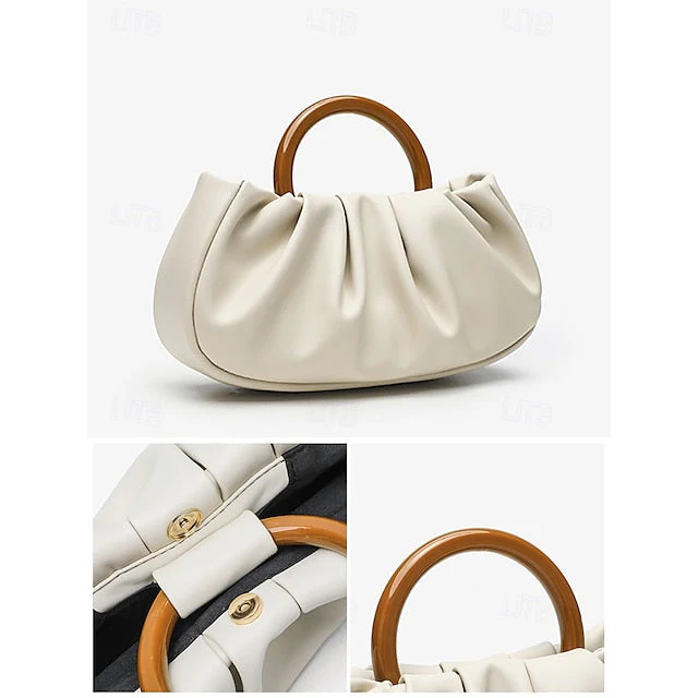 Clutch Faux with Bag Leather Acrylic Tote Pleated - Image 7