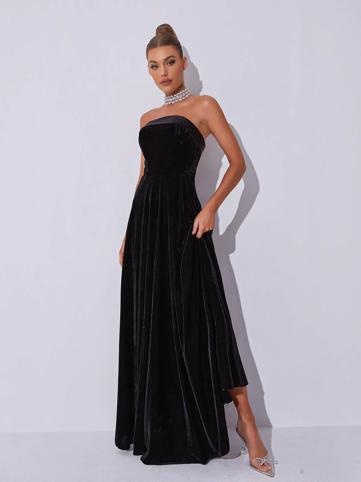Colleen Velvet Strapless Maxi Dress - Image 3