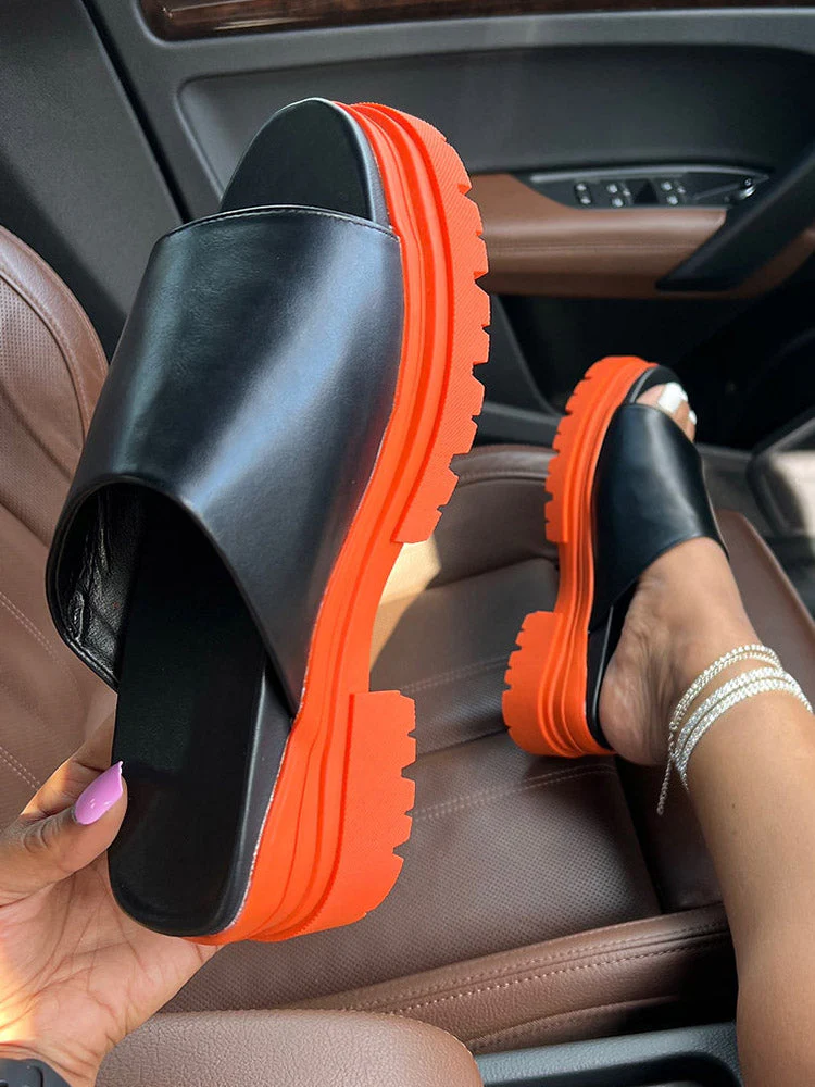Color Block Chunky Heel Sandals - Image 8