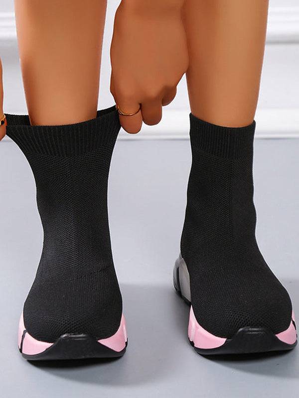 Color Block Knitted Platform Boots - Image 9