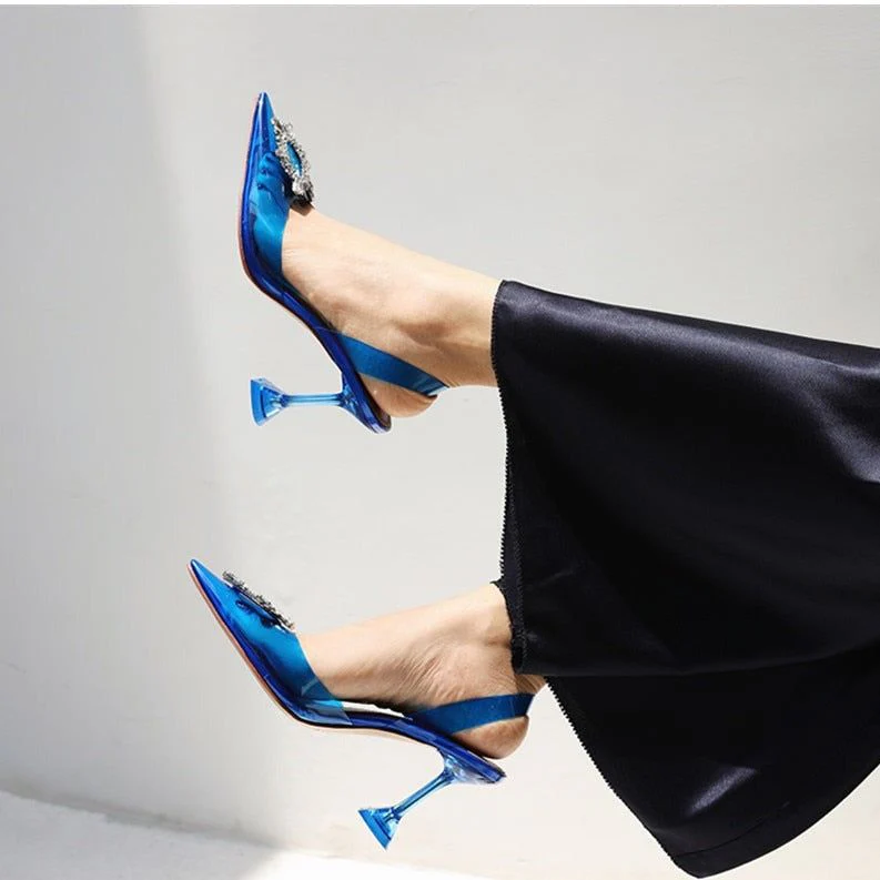 Color Greer Pointed Toe Crystal Brooch Heels - Image 12