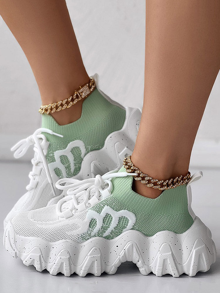 Colorblock Lace-up Casual Sneakers - Image 2