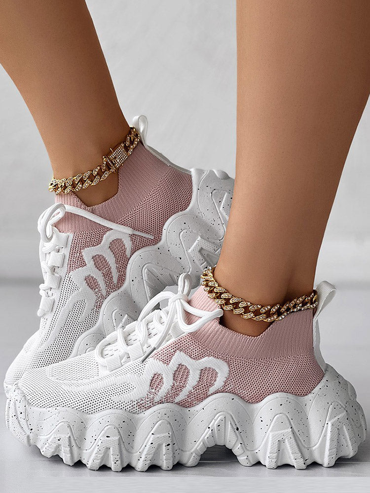 Colorblock Lace-up Casual Sneakers - Image 6