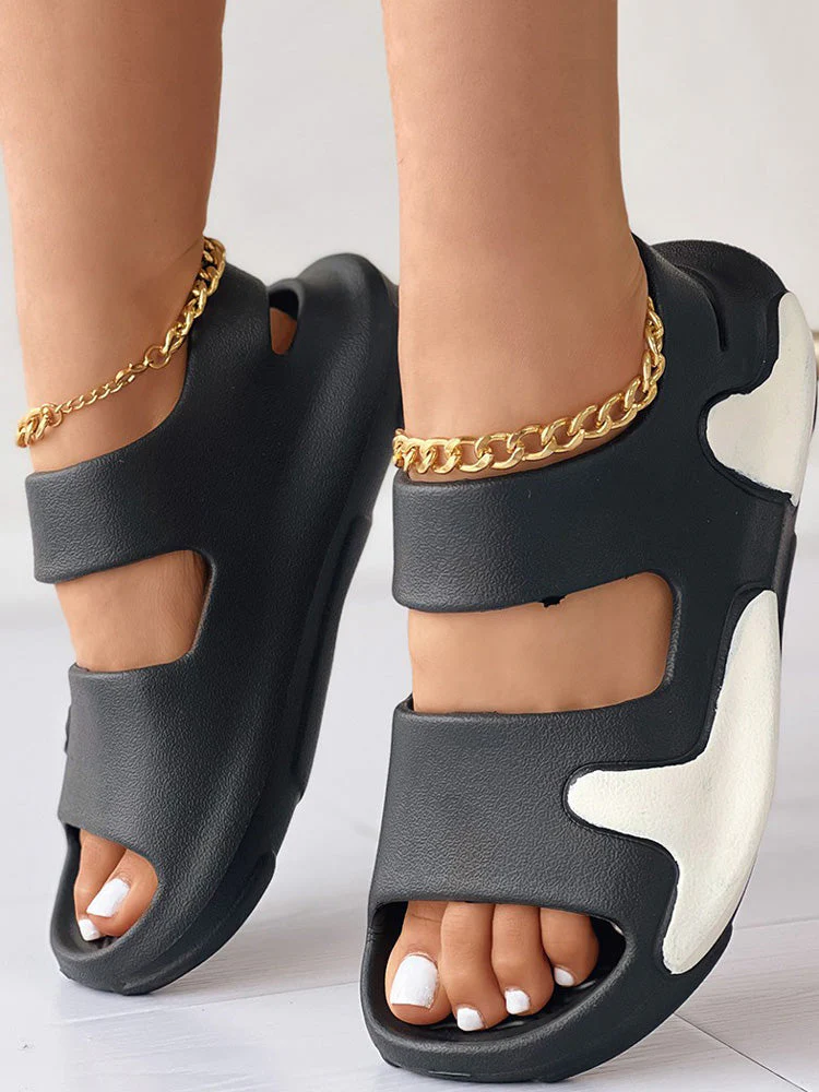 Colorblock Non-slip Hollow Out Sandals - Image 8