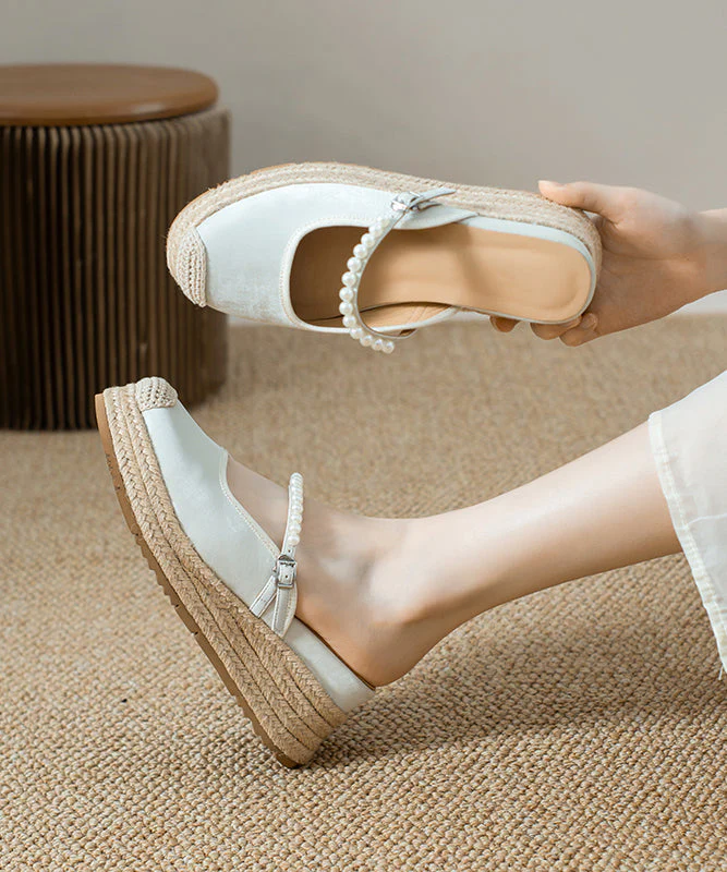 Comfortable Apricot Nail Bead Splicing Platform Slide Sandals - Image 2
