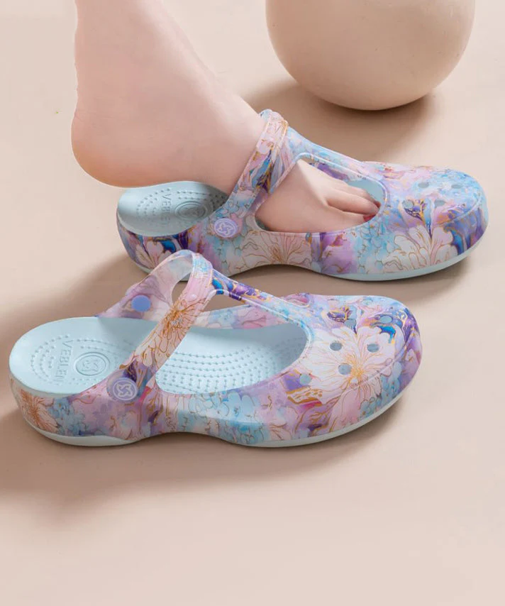 Comfortable Green Print Hollow Out Beach Slide Sandals - Image 4