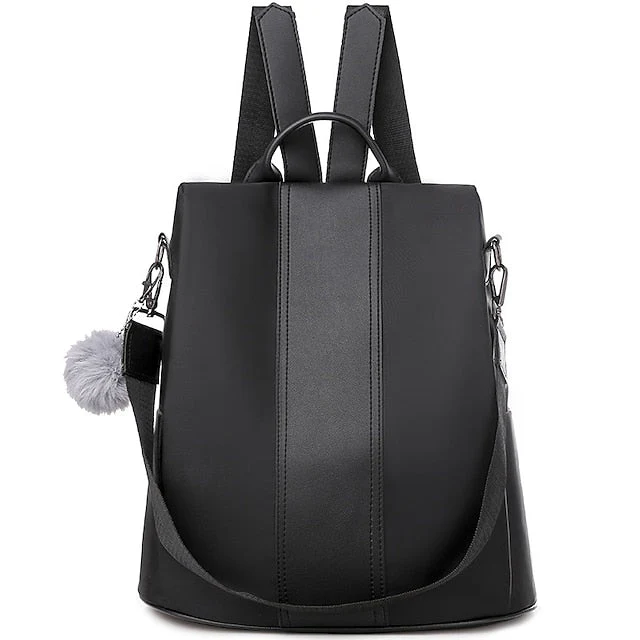 Convertible Pom Backpack Faux Purse Leather with - Image 8