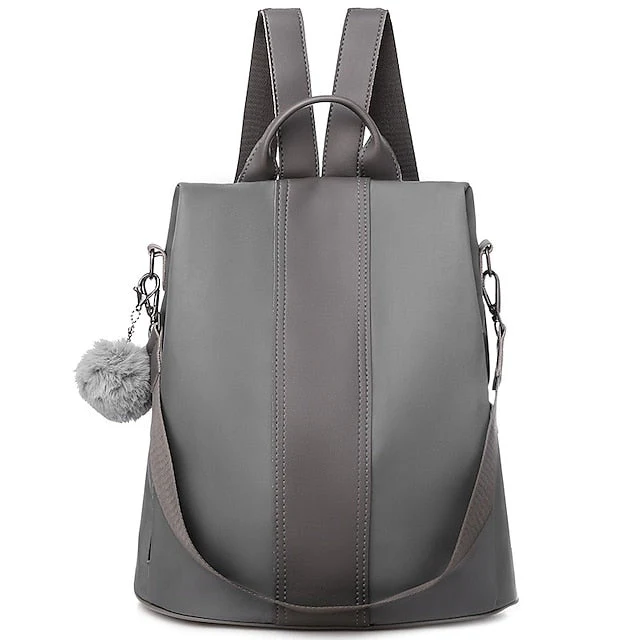 Convertible Pom Backpack Faux Purse Leather with - Image 9