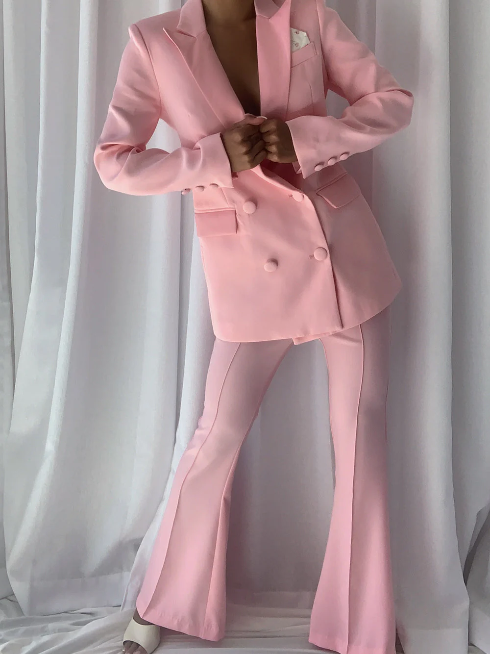 MILY Blazer & Flared Pants Set in Pink - Image 3