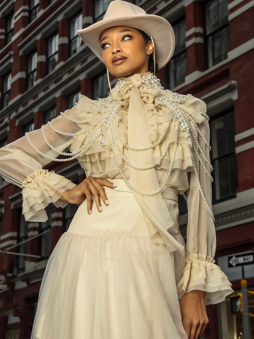 CORAL Bowknot Ruffle Blouse - Image 9