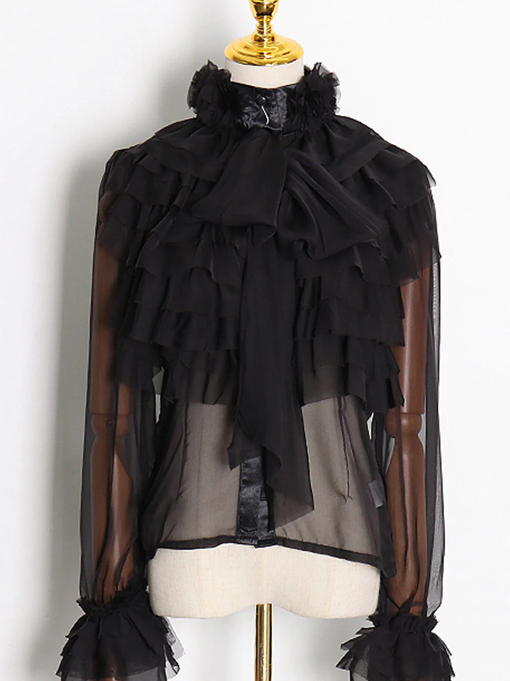 CORAL Bowknot Ruffle Blouse in Black - Image 6