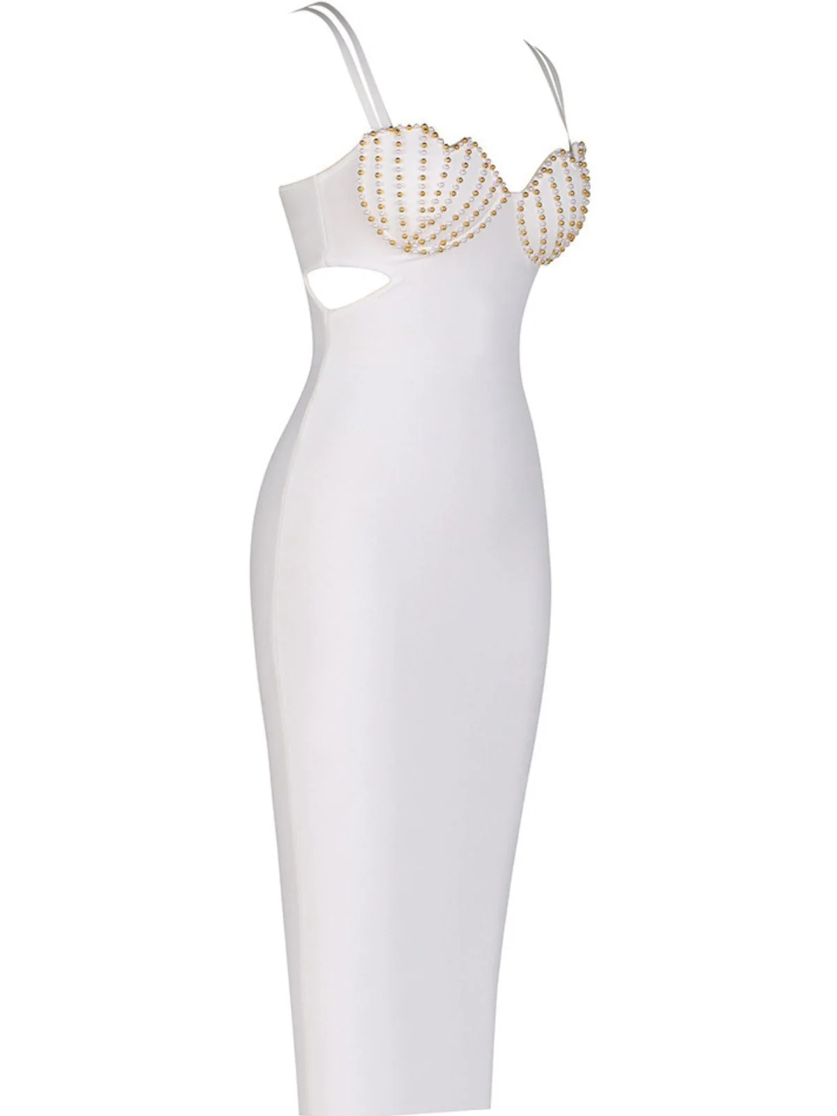 Coretta Pearl Coutout Bandage Dress In White - Image 7