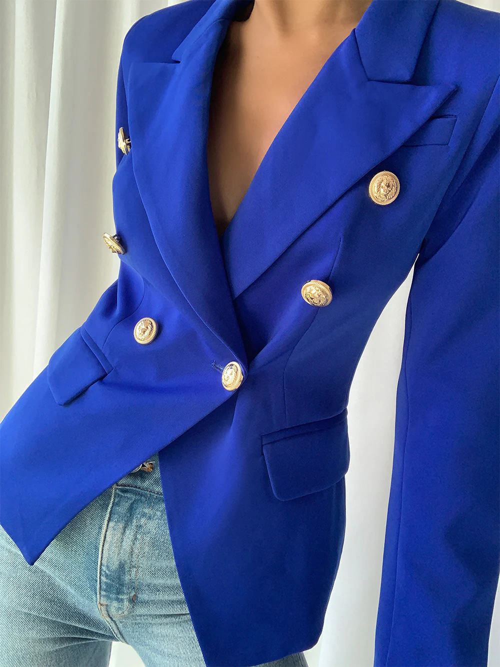Cotton Double-Breasted Blazer - Image 2