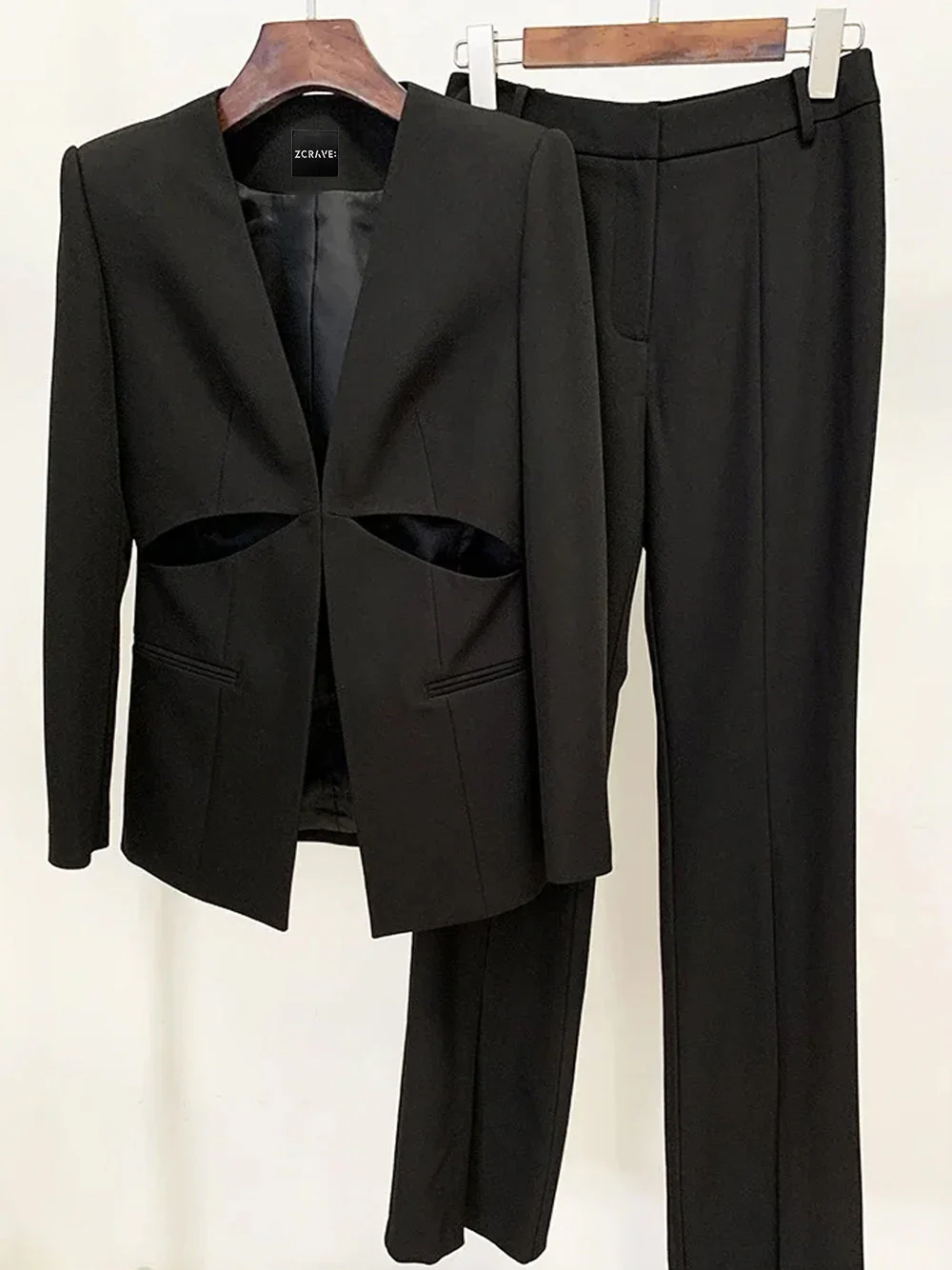 COUPERA Cut-out Blazer & Pants Set in Black - Image 4