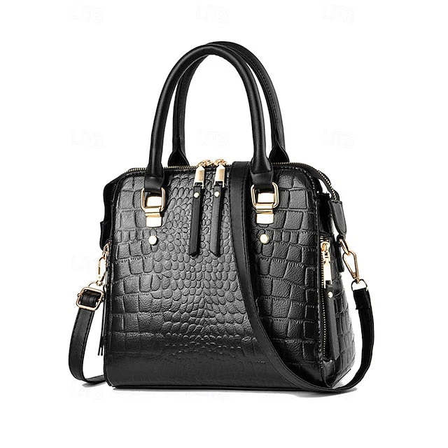 Crocodile Handbag with Leather Faux Tassel Pattern - Image 5