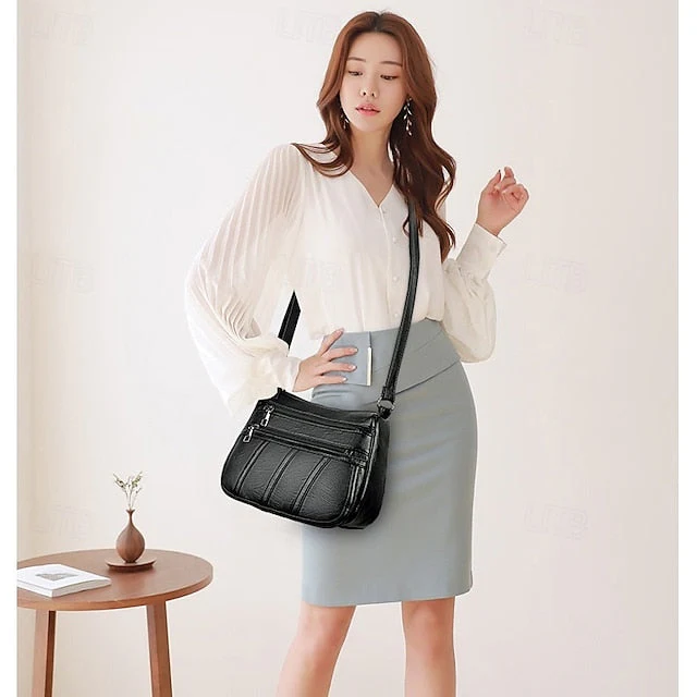Crossbody Black Stylish Bag Faux Leather - Image 10