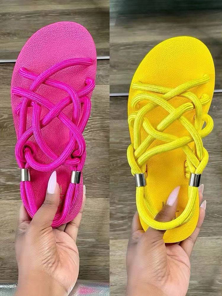 Crossover Rope Flats Sandals - Image 10